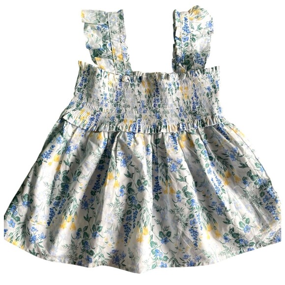Janie & Jack Floral Smocked Ruffle Top Size 6 Sleeveless 100% Cotton - Picture 5 of 6